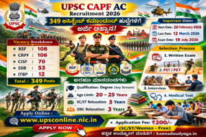 UPSC CAPF AC Recruitment 2026 Notification for 349 Assistant Commandant Posts