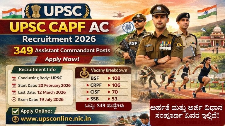 UPSC CAPF AC Recruitment 2026 Notification for 349 Assistant Commandant Posts